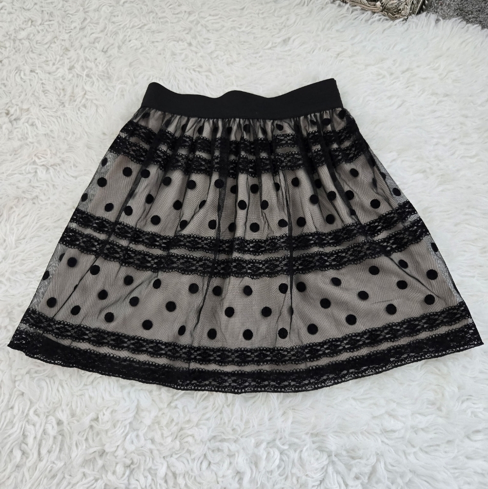 A.Byer Whimsy Goth Y2K Mesh Polka Dot Mini Skirt. Size Medium. Good preowned con